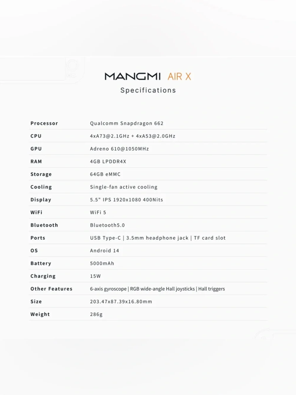 Mangmi Air X handheld game console